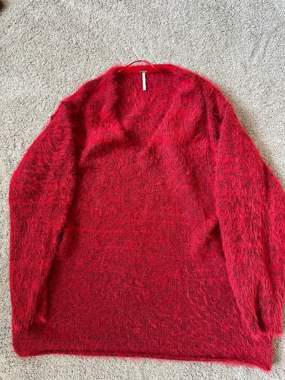 Free People Sparrow Pullover Fuzzy V-neck Sweater.